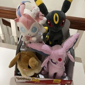 Pokemon Eeveelution Plush Collection 4-Pack - 10” RARE - Umbreon/Sylveon